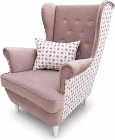 Skandynawski fotel uszak Rose Flower w kwiatowy wzór