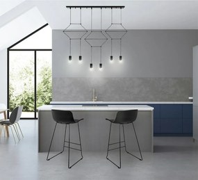 Geometryczna lampa wisząca z metalu i szkła Flusso Line 6