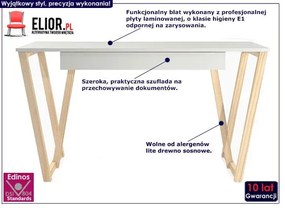 Białe drewniane biurko w stylu skandynawskim - Molly 2X