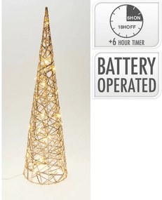 Świąteczny stożek świecący Champagne, 60 x 16 cm, 30 mikrodiod LED, na baterie, 60 cm