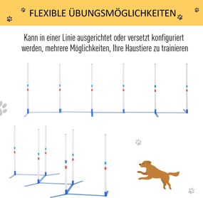 PawHut Drążki do Slalomu dla Psów Trening Agility Zestaw z Torbą PE Biały Niebieski | Aosom PL