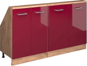 Szafka kuchenna na dach skośny czerwony połysk 140x46x81.6 r-line