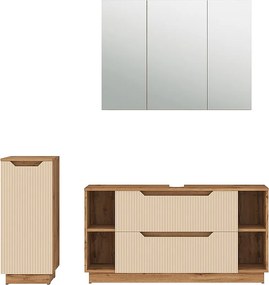 Zestaw mebli łazienkowych dąb/kaszmir w paski 119.2x35x62.5 lotta