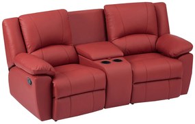 Kanapa 2-osobowa z funkcją relax z czerwonej skóry bydlęcej - AROMA