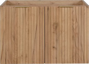 Szafka łazienkowa z drzwiami, Dąb Craft + złoty uchwyt, 80 x 57 x 46 cm