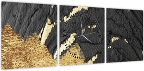 Obraz - Złota struktura N⁰1 (z zegarem) (90x30 cm)