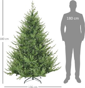 HOMCOM Sztuczna Choinka, Realistyczny Wygląd, Szybki Montaż, Tworzywo sztuczne, Zielony, 136 x 136 x 180cm | Aosom PL