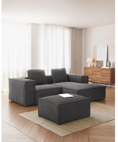 Szary sztruksowy narożnik (prawostronny) Blok – Kave Home