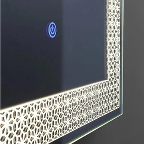 Lustro prostokątne LED "Fresno" z podświetlaną ramą zdobioną motywem kwiatowym cm 50x70