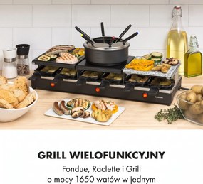 Klarstein Fonduelette 1650W 6 Osób Zestaw do Fondue i Raclette Czarny