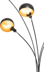 Designerska lampa podłogowa czarna ze złotem 5-światłowa - Sixties Marmo