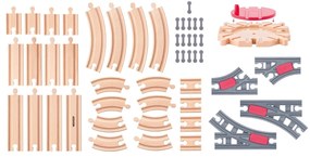 Woody Zestaw torów z obrotnicą, 50 elem.