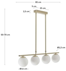 Lampa sufitowa w biało-złotym kolorze ze szklanym kloszem ø 14 cm Mahala – Kave Home