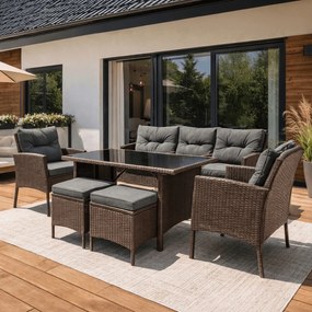 Zestaw mebli ogrodowych ze stołem obiadowym Atlanta, brązowy