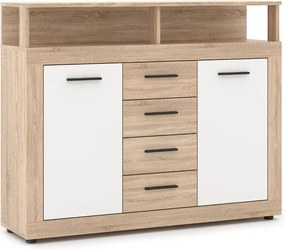 Komoda Dwudrzwiowa z Szufladami BLAGO MIDI B 119,5 cm Dąb Sonoma/Biały Nowoczesna