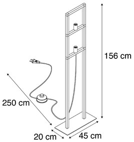 Nowoczesna lampa podłogowa czarna 2-źródła światła - Simple Cage 2Przemysłowy Oswietlenie wewnetrzne