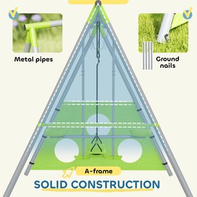 Zestaw huśtawek ogrodowych dla dzieci AIYAPLAY, regulowane huśtawki, stal, Zielony