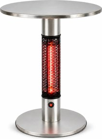 Ogrzewany stół tarasowy z promiennikiem podczerwieni, wysokość 790 mm, 1500 W, Ø 600 mm, nierdzewny