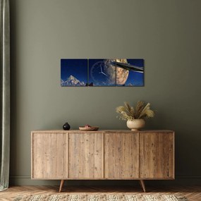 Obraz - Przybycie kosmitów (z zegarem) (90x30 cm)