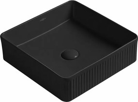 Mexen Grovo umywalka nablatowa ryflowana 37 x 37 cm, czarna mat - 22303785