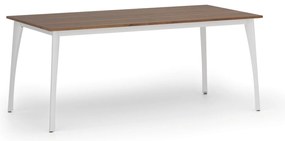 Stół konferencyjny do biura PRIMO OMEGA, 180x90 cm, biała podstawa, orzech