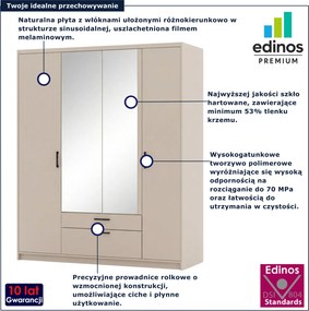Beżowa szafa czterodrzwiowa z lustrem D9-G05