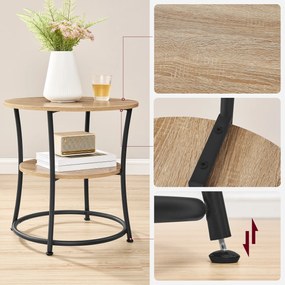 Stolik Kawowy Okrągły z Półką - sonoma - LET056B11