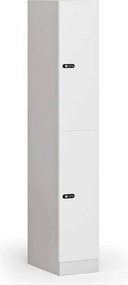 Szafka skrytkowa S1, 2 schowki, 1850 x 300 x 500 mm, zamek mechaniczny z kodem, drzwi laminowane, biała