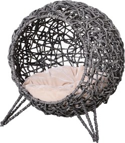 PawHut Domek dla kota z poduszką Miejsce do spania dla kota Jaskinia dla kota podwyższone nogi rattan PVC