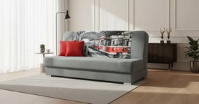 Szara rozkładana wersalka z motywem pociągu W9-K81