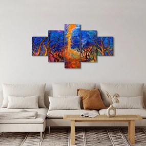 Obraz - Jesienne korony drzew, nowoczesny impresjonizm (125x70 cm)