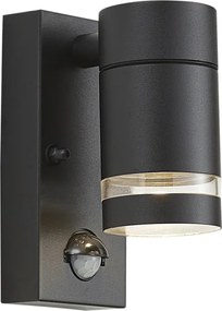 Nowoczesna lampa ścienna zewnętrzna czarna IP44 z czujnikiem ruchu - Ensam