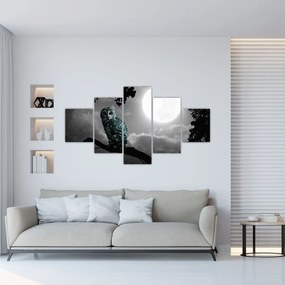 Obraz - Nocna sowa, niebieski (125x70 cm)