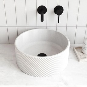 Umywalka betonowa nablatowa okrągła bez otworu na baterię 37 cm VIJA | różne kolory : Kolor - Biały (beton)