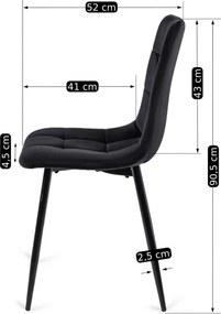 Zestaw Stół Kwadratowy Rozkładany MAX 80-160 cm Dąb Craft/Czarny i 6 Krzeseł PERU Czarnych Welurowych
