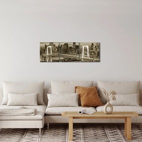 Obraz - Złote Miasto (z zegarem) (90x30 cm)