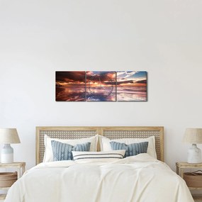 Obraz - Wieczorna plaża (z zegarem) (90x30 cm)
