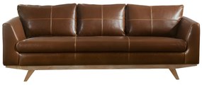Kanapa 3-osobowa z postarzanej skóry ALEGAN - Kolor: brązowy