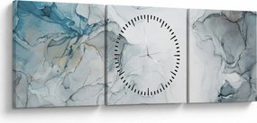 Obraz - Niebieski marmur (z zegarem) (90x30 cm)