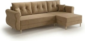 Rozkładana narożna sofa SILVIANO 230x140 cm, beżowa, uniwersalna