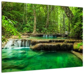 Obraz na szkle - Wodospad Erawan w Kanchanaburi, Tajlandia (70x50 cm)