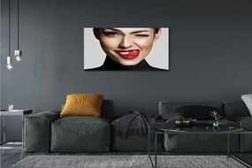 Zdjęcie na płótnie Kobieta z Czerwonymi Ustami