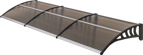 Outsunny Zadaszenie drzwiowe/okienne, odporne na warunki atmosferyczne, brązowe, aluminium/poliwęglan, 303x96x27cm, czarne