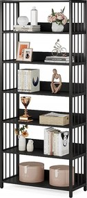 6-poziomowa regał na książki, 190 cm, bardzo wysoka, wąska regał na książki, wolnostojące półki, 70 x 30 x 190 cm (czarny)