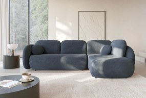 Masseno Narożnik AMICO z funkcją spania i pojemnikiem na pościel Narozniki L, Rozkładana sofa - Granatowy, EGON 86