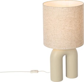 Designerska lampa stołowa beżowa z abażurem z lnu beżowym - Lotti