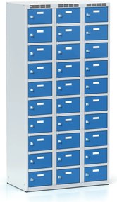 Szafka skrytkowa S6, 30 schowków, 1800 x 900 x 500 mm, zamek cylindryczny, drzwi niebieskie