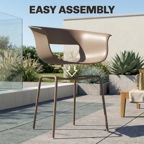 Outsunny Fotele ogrodowe 4 sztuki ergonomiczne z wycięciami podłokietniki odporne na warunki atmosferyczne kawowe | Aosom PL