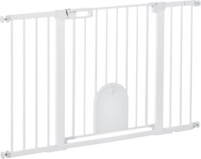 PawHut Barierka Ochronna na Schody dla Psów Metalowa z Zaciskami ABS Bezpieczna dla Zwierząt Biała 75-131x76cm | Aosom PL