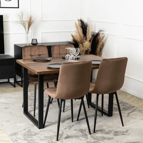 Krzesło Tapicerowane do Jadalni PERU Brązowe Welurowe Nowoczesne Loft